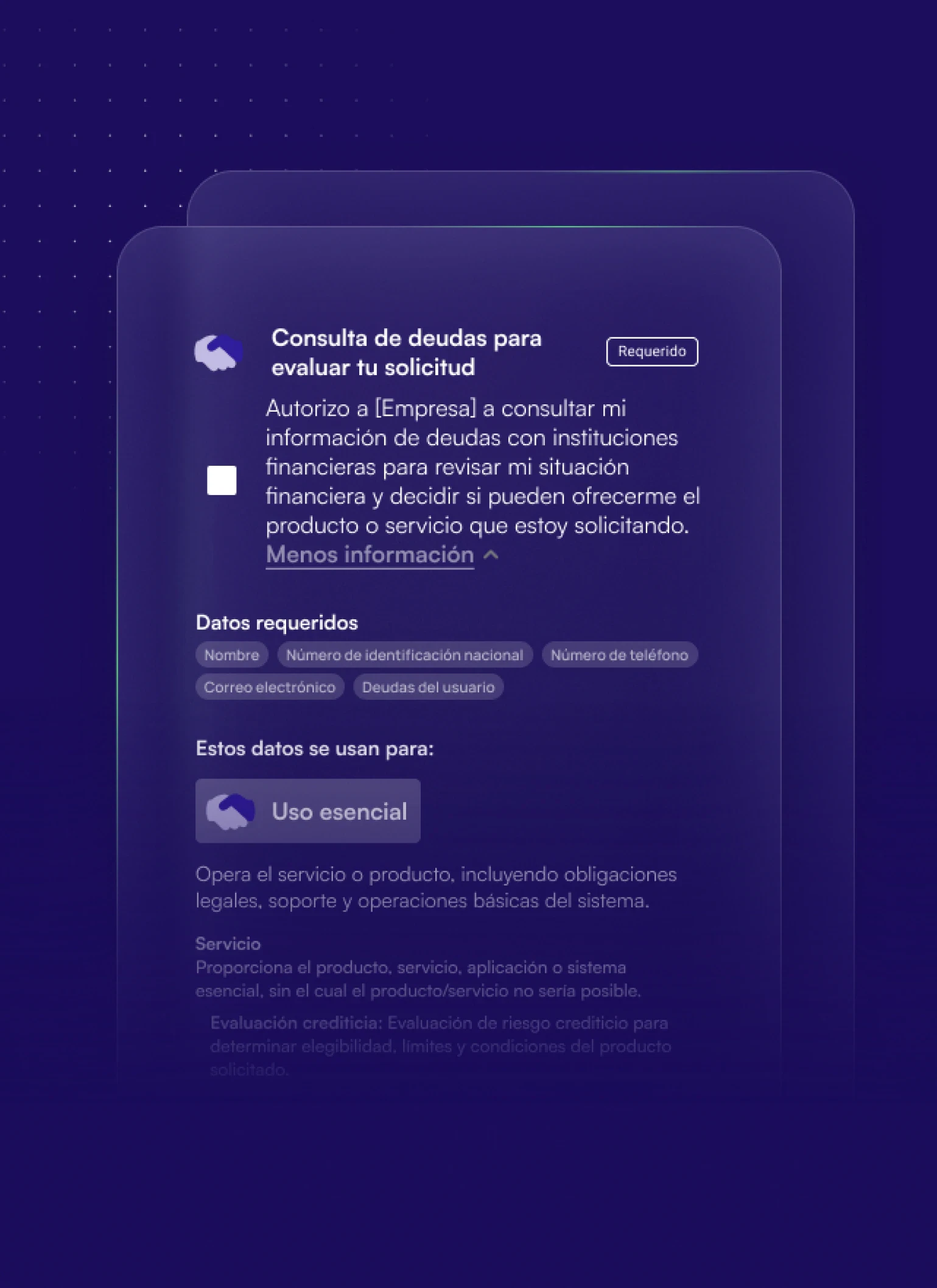 Soyio interface: Consent management